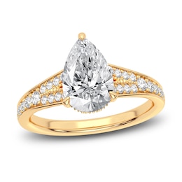 Lab-Grown Diamond Engagement Ring 2-1/3 ct tw Pear/Round 14K Yellow Gold