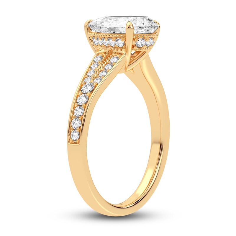 Main Image 2 of Lab-Grown Diamond Engagement Ring 2-1/3 ct tw Pear/Round 14K Yellow Gold