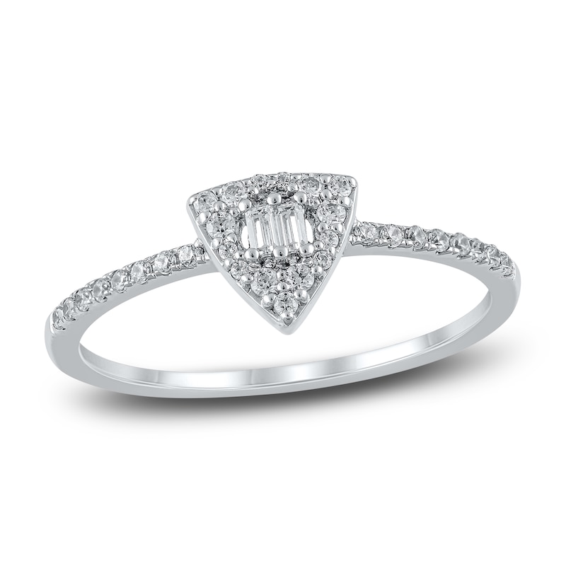 Diamond Engagement Ring 1/5 ct tw Round/Baguette 10K White Gold | Jared
