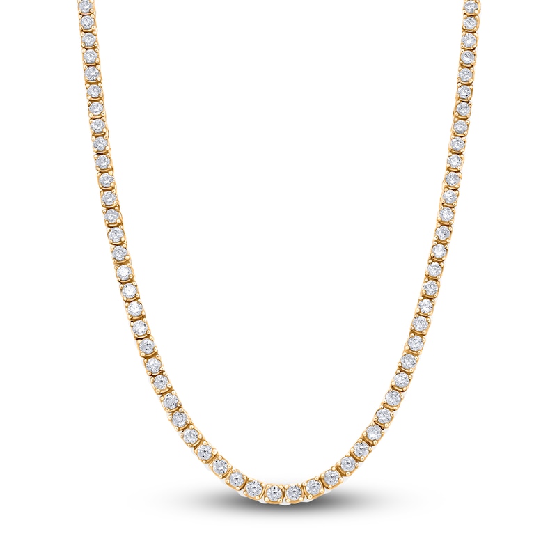 Main Image 1 of Diamond Tennis Necklace 5 ct tw Round 14K Yellow Gold 16.5"