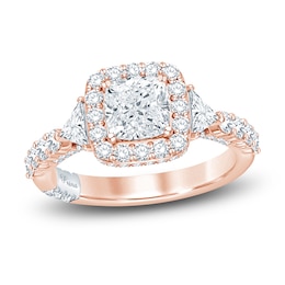 Pnina Tornai Lab-Grown Diamond Engagement Ring 2-7/8 ct tw Cushion/Trillion/ Round 14K Rose Gold