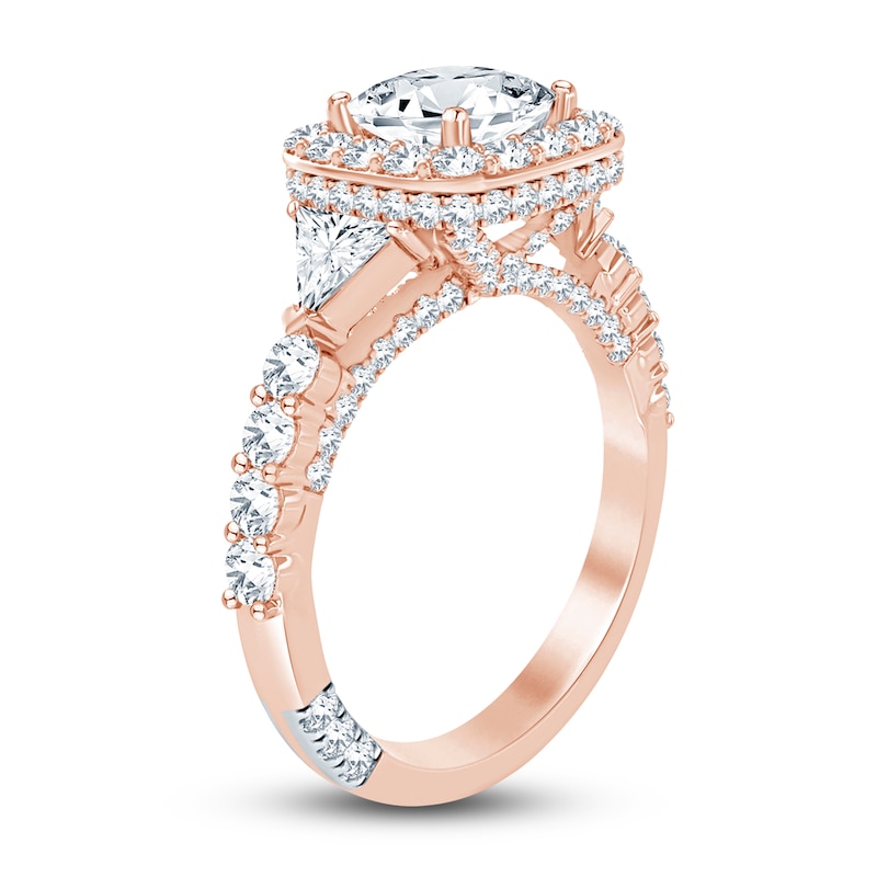 Main Image 2 of Pnina Tornai Lab-Created Diamond Engagement Ring 2-7/8 ct tw Cushion/Trillion/ Round 14K Rose Gold