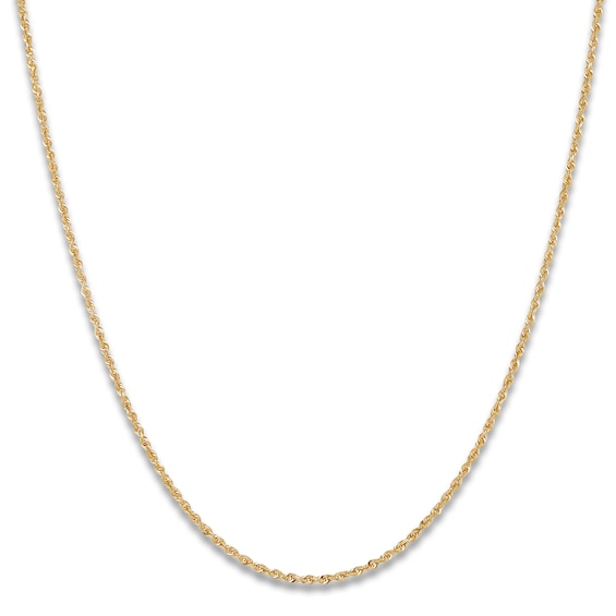 Solid Glitter Rope Necklace 14K Yellow Gold 16" 1.8mm
