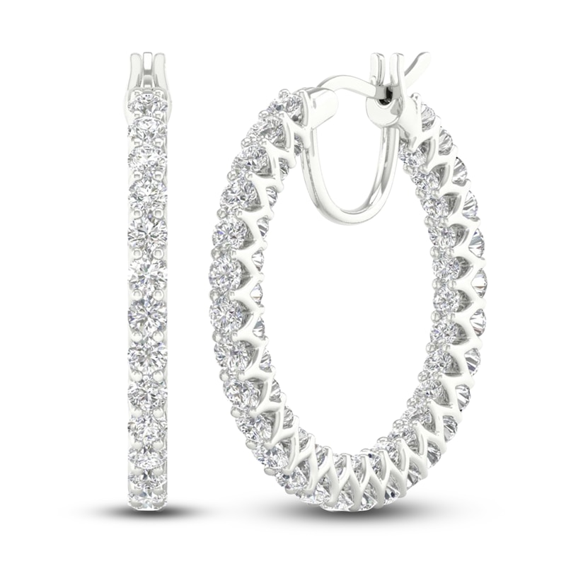Certified Lab-Grown Diamond Hoop Earrings ct tw Round 14K White Gold