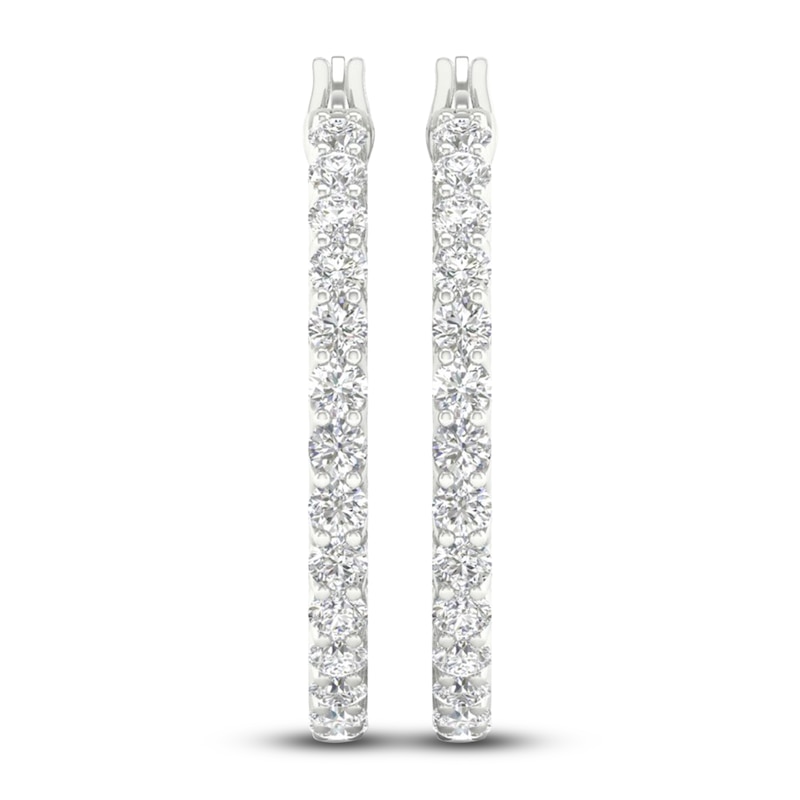 Main Image 2 of Lab-Grown Diamond Hoop Earrings 3 ct tw Round 14K White Gold