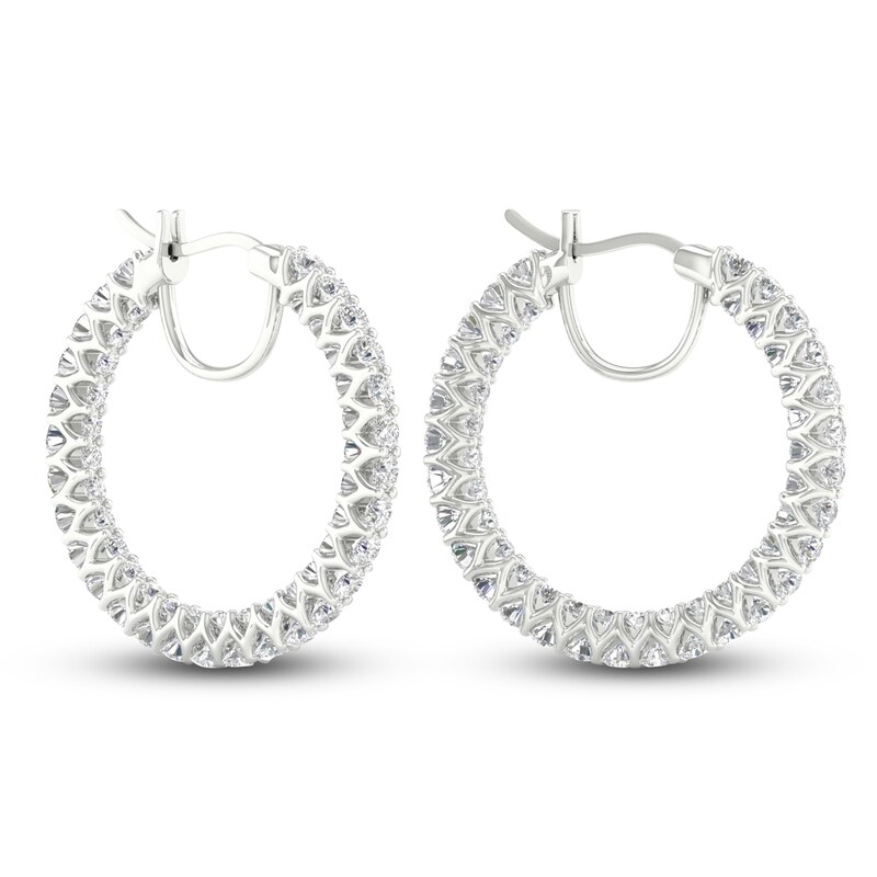 Certified LabCreated Diamond Hoop Earrings 3 ct tw Round 14K White