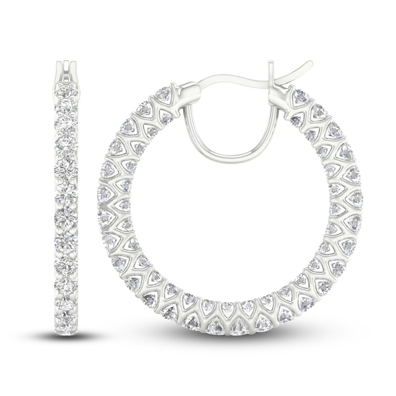 Certified LabCreated Diamond Hoop Earrings 3 ct tw Round 14K White
