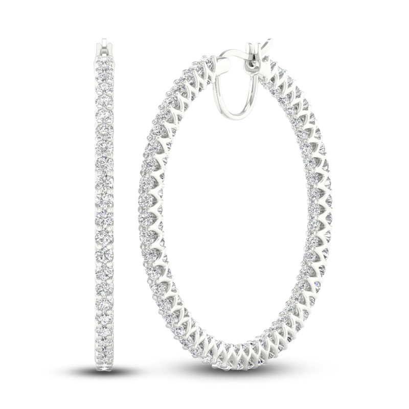 Main Image 1 of Certified Lab-Grown Diamond Hoop Earrings 5-1/2 ct tw Round 14K White Gold
