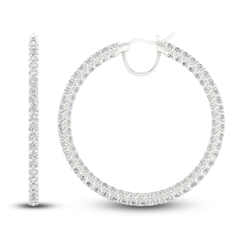 Main Image 2 of Certified Lab-Grown Diamond Hoop Earrings 5-1/2 ct tw Round 14K White Gold