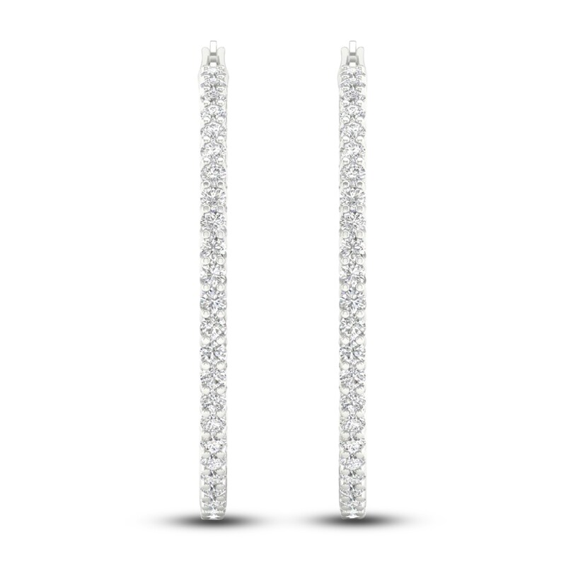 Main Image 3 of Certified Lab-Grown Diamond Hoop Earrings 5-1/2 ct tw Round 14K White Gold