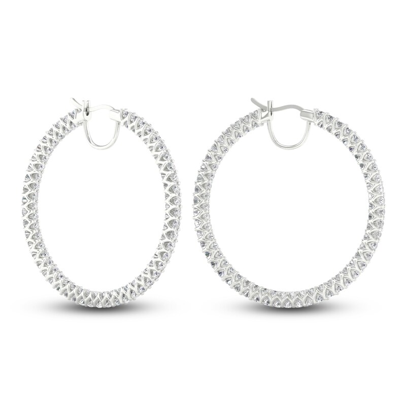 Main Image 4 of Certified Lab-Grown Diamond Hoop Earrings 5-1/2 ct tw Round 14K White Gold
