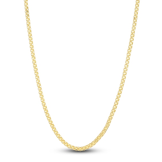 Bismark Chain Necklace Hollow 14K Yellow Gold 16" 2.45mm