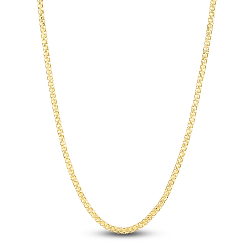 Main Image 1 of Hollow Bismark Chain Necklace 14K Yellow Gold 16" 2.45mm