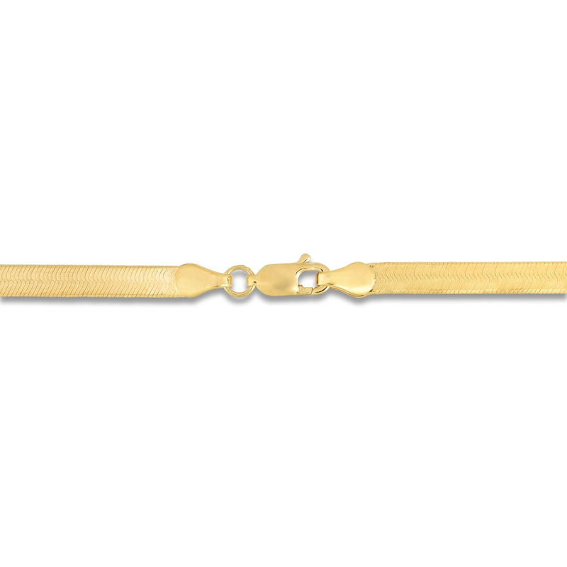 Solid Herringbone Chain Necklace 14K Yellow Gold 24" 6.0mm