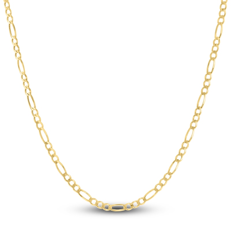 Solid Figaro Chain Necklace 14K Yellow Gold 20" 3.8mm