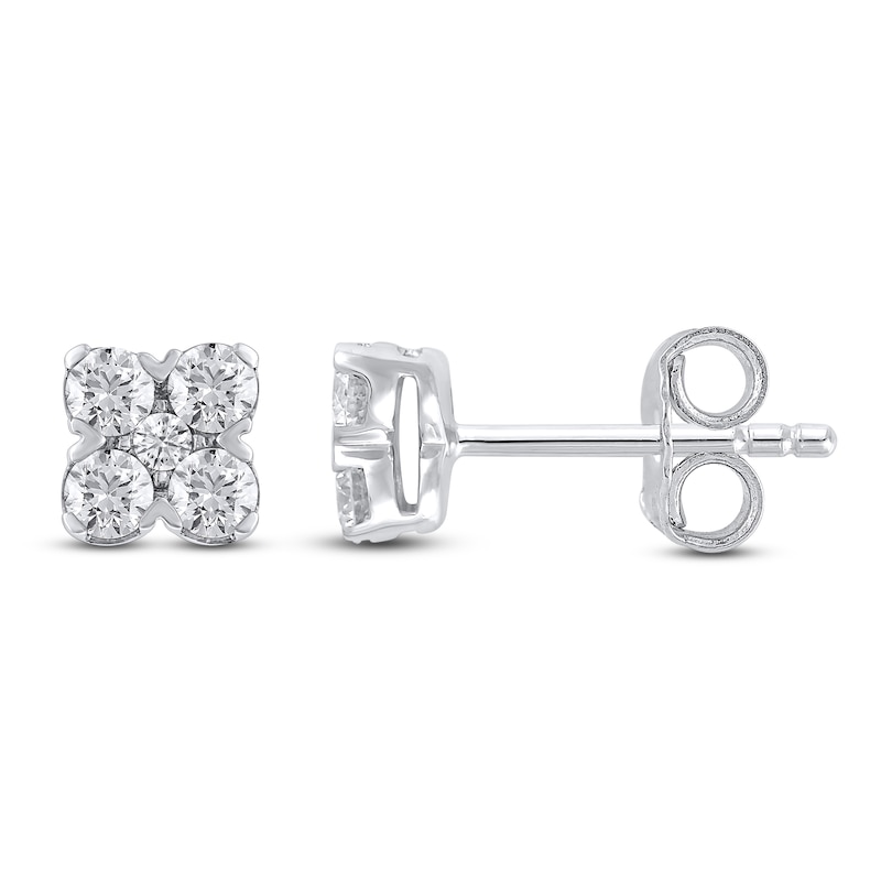 Main Image 1 of Diamond Stud Earrings 1/2 ct tw Round 14K White Gold
