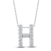 Thumbnail Image 1 of Diamond Letter H Necklace 1/20 ct tw Round 14K White Gold 18"