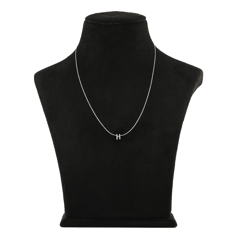 Main Image 3 of Diamond Letter H Necklace 1/20 ct tw Round 14K White Gold 18"