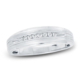 Men's Diamond Wedding Band 1/10 ct tw Round 14K White Gold