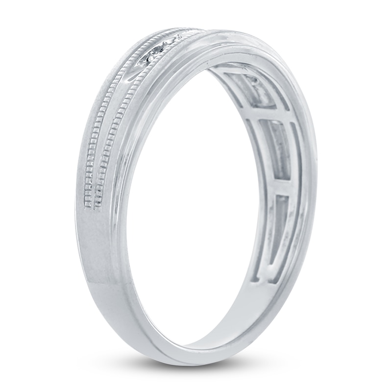 Main Image 2 of Men's Diamond Wedding Band 1/10 ct tw Round 14K White Gold