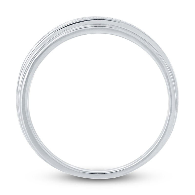 Main Image 4 of Men's Diamond Wedding Band 1/10 ct tw Round 14K White Gold