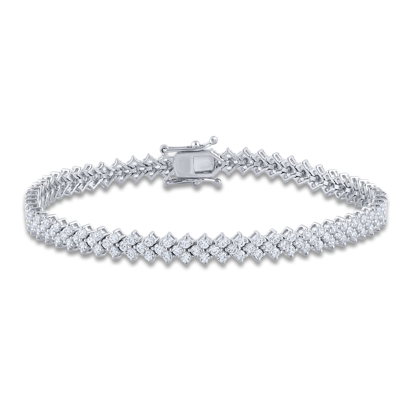 Main Image 1 of Diamond Tennis Bracelet 4 ct tw Round 14K White Gold 7"