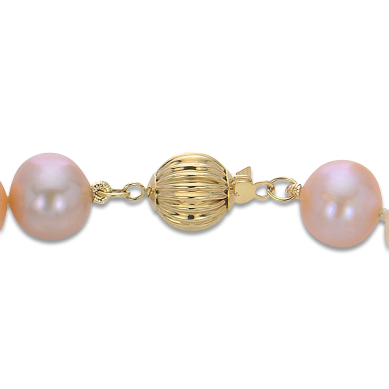 Main Image 2 of Purple, Pink & White Freshwater Cultured Pearl Necklace 14K Yellow Gold 18"