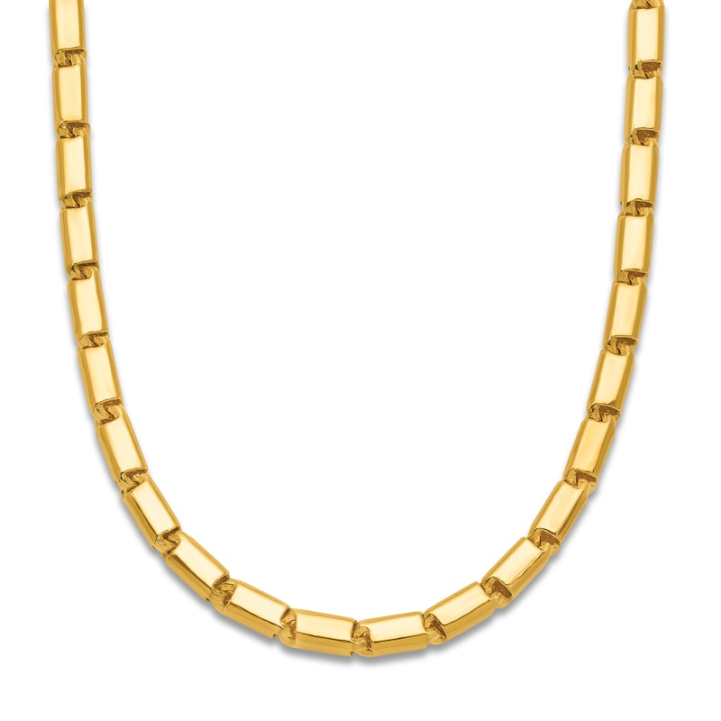 Main Image 1 of High-Polish Square Barrel Chain Necklace 24K Yellow Gold 18" 3.0mm