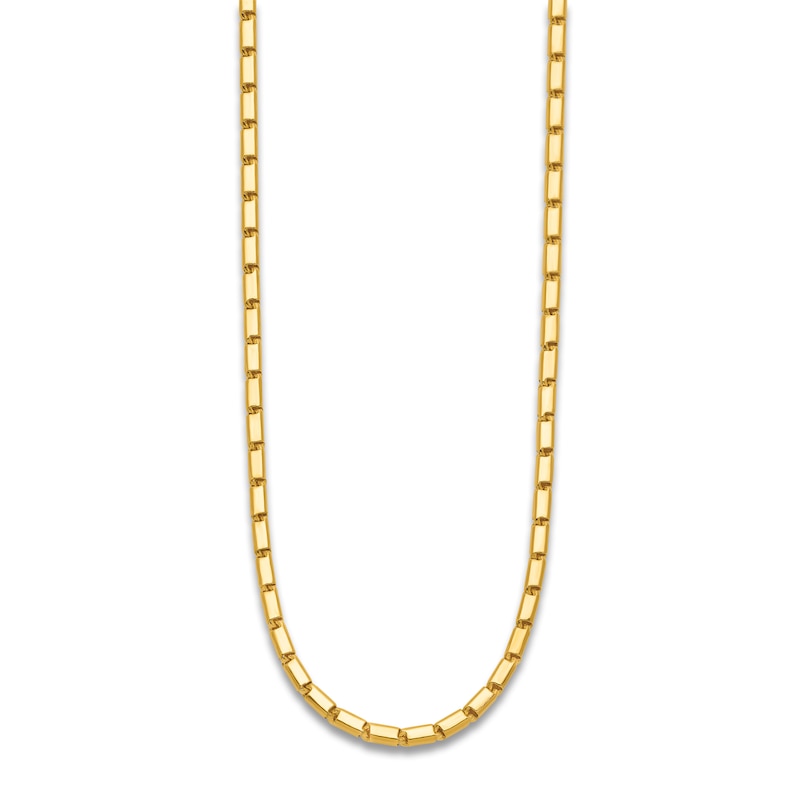 Main Image 2 of High-Polish Square Barrel Chain Necklace 24K Yellow Gold 18" 3.0mm