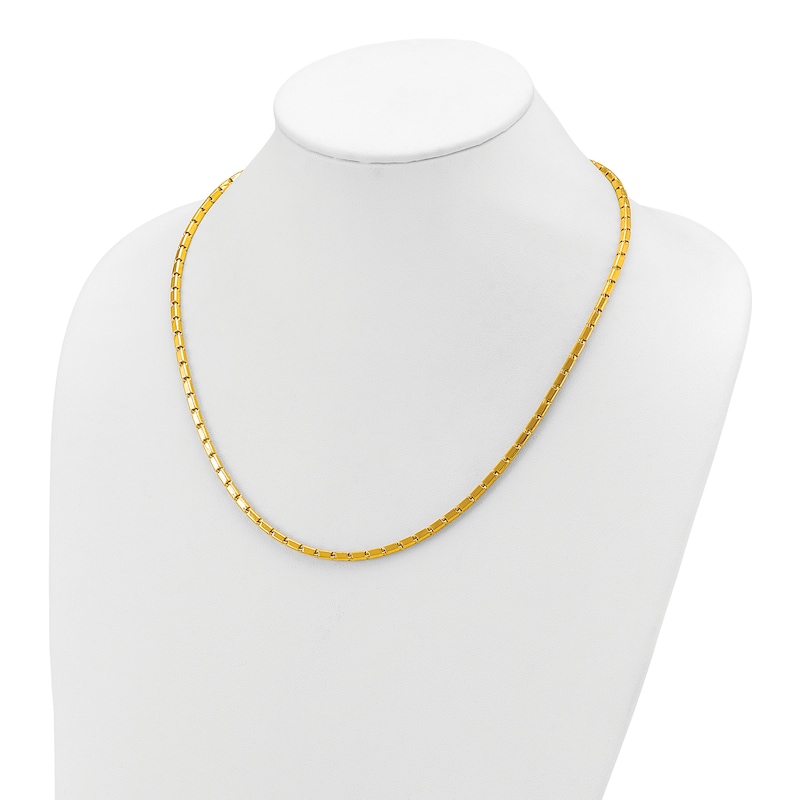 Main Image 3 of High-Polish Square Barrel Chain Necklace 24K Yellow Gold 18" 3.0mm
