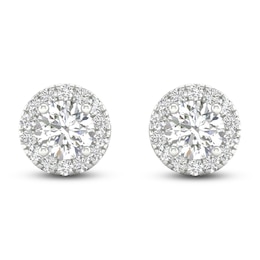 Lab-Grown Diamond Halo Earrings 1-1/2 ct tw 14K White Gold