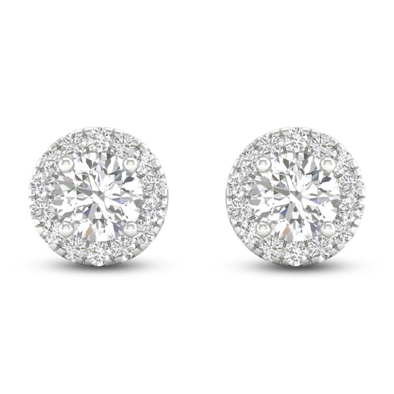 Main Image 1 of Lab-Grown Diamond Halo Earrings 1-1/2 ct tw 14K White Gold