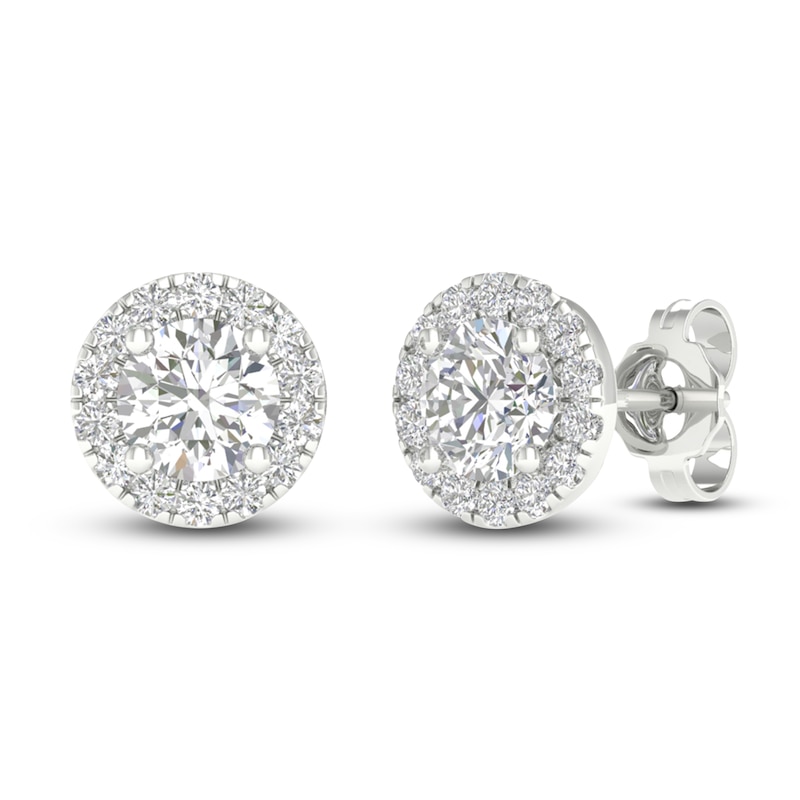 Main Image 2 of Lab-Grown Diamond Halo Earrings 1-1/2 ct tw 14K White Gold