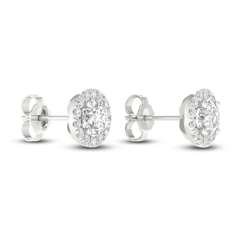 Main Image 3 of Lab-Grown Diamond Halo Earrings 1-1/2 ct tw 14K White Gold
