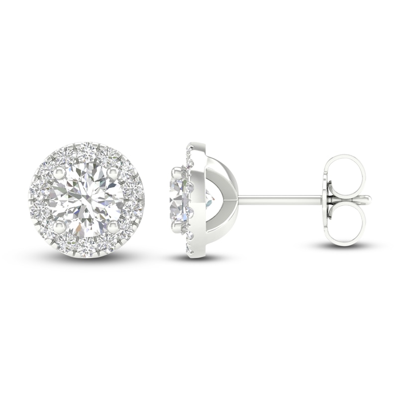 Main Image 4 of Lab-Grown Diamond Halo Earrings 1-1/2 ct tw 14K White Gold
