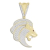 Thumbnail Image 1 of Men's Diamond & Lab Created Ruby Lion Charm 1/2 ct tw Round/Baguette 10K Yellow Gold