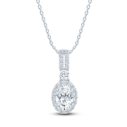Pnina Tornai Oval & Round Diamond Pendant Necklace 3/4 ct tw 14K White Gold