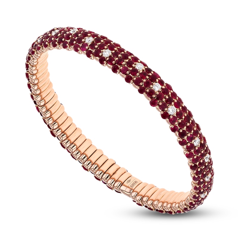 ZYDO Natural Ruby & Diamond Stretch Bracelet 7/8 ct tw 18K Rose Gold