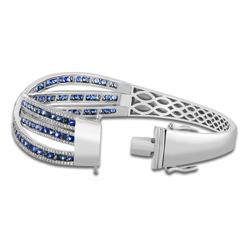 Main Image 2 of LALI Jewels Natural Blue Sapphire & Diamond Bangle Bracelet 1-1/2 ct tw 14K White Gold