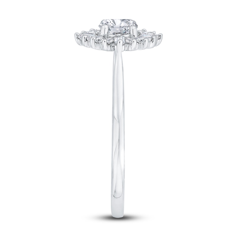 Main Image 2 of Diamond Engagement Ring 3/4 ct tw Round/Baguette 14K White Gold