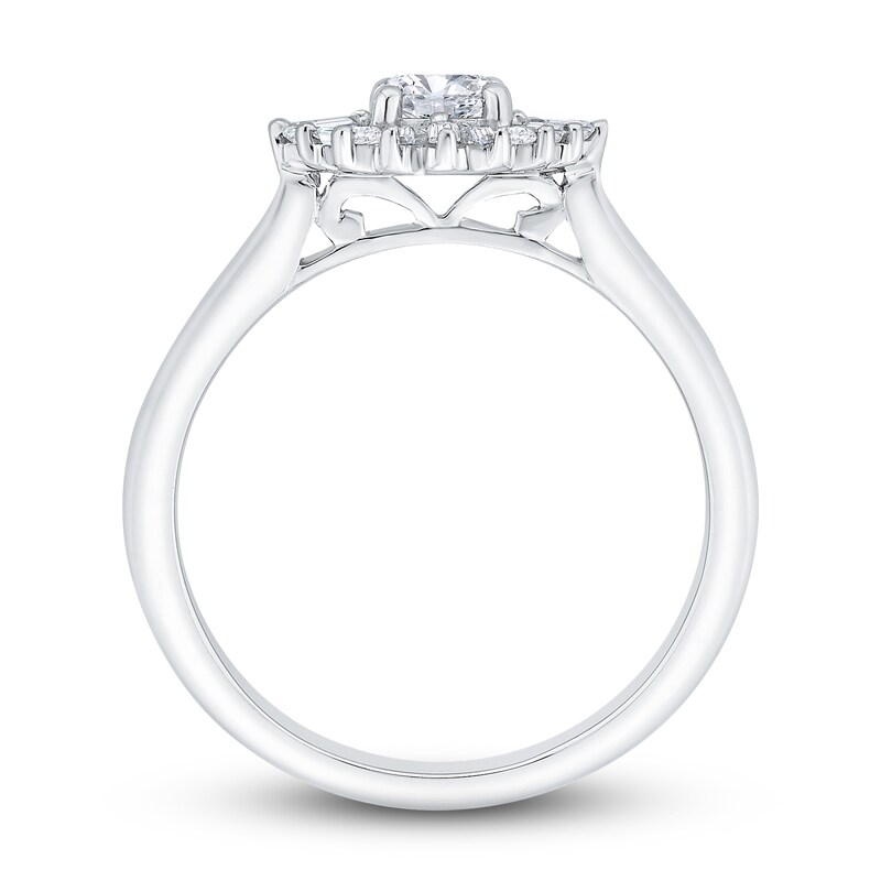 Main Image 3 of Diamond Engagement Ring 3/4 ct tw Round/Baguette 14K White Gold