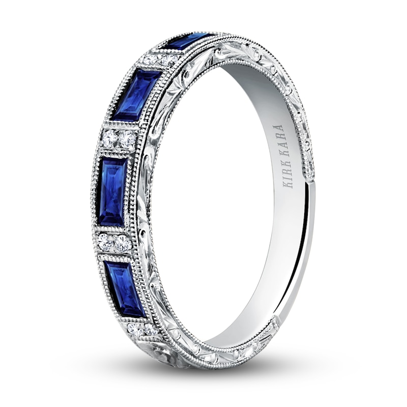 Main Image 2 of Kirk Kara Natural Blue Sapphire Anniversary Band 1/20 ct tw Diamonds 18K White Gold