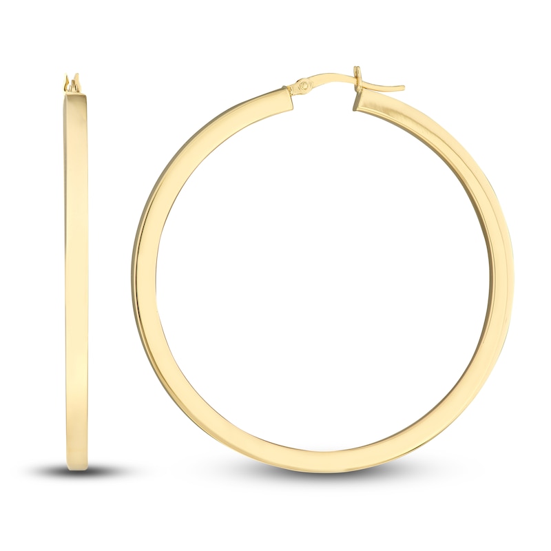 Main Image 2 of Polished Square Hoop Earrings 14K Yellow Gold 50mm