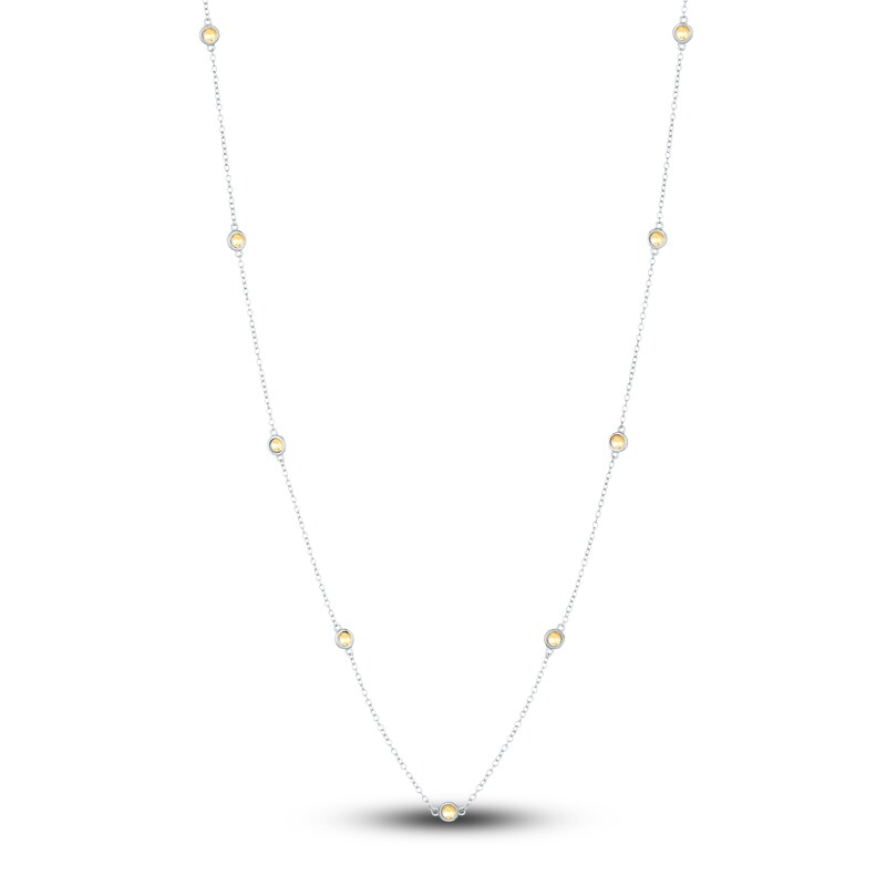 Main Image 1 of Natural Citrine Station Necklace Sterling Silver 18"