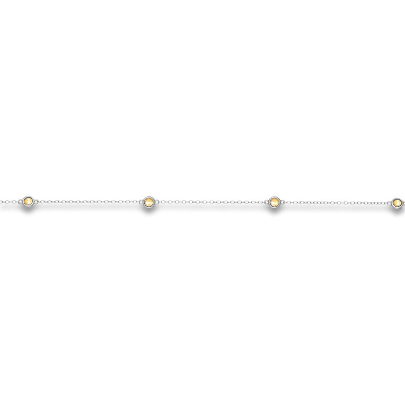 Main Image 2 of Natural Citrine Station Necklace Sterling Silver 18"