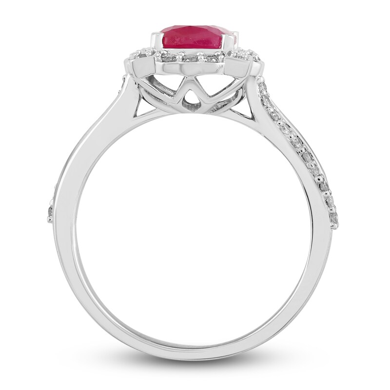 Main Image 3 of Natural Ruby Engagement Ring 1/4 ct tw Diamonds 14K White Gold