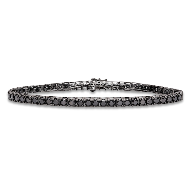 Main Image 1 of Men's Black Diamond Tennis Bracelet 11 ct tw Round Sterling Silver