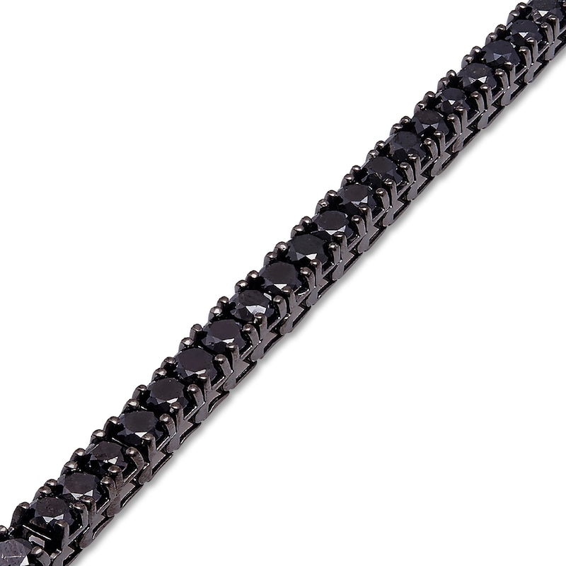 Main Image 2 of Men's Black Diamond Tennis Bracelet 11 ct tw Round Sterling Silver