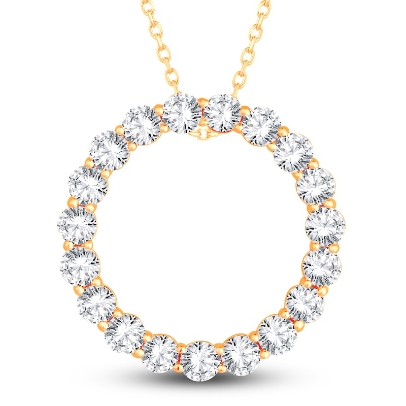 Main Image 1 of Diamond Circle Pendant Necklace 3 ct tw Round 14K Yellow Gold 18"