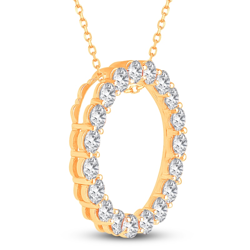Main Image 2 of Diamond Circle Pendant Necklace 3 ct tw Round 14K Yellow Gold 18"